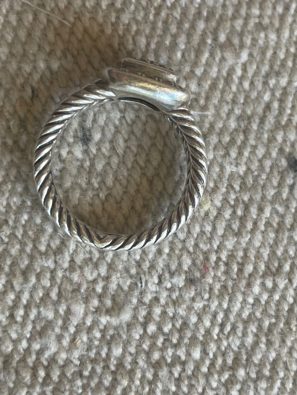David Yurman petite Albion sz 6 Sterling Silver Pave Square Cluster Ring -
